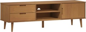 vidaXL MOLDE barna tömör fenyőfa TV-szekrény 158 x 40 x 49 cm