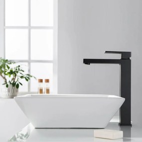 AREZZO design CUBEFIELD magasított mosdócsaptelep, fekete
