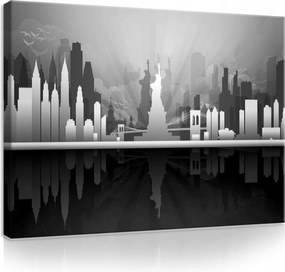 Vászonkép 70x50 New York városkép sziluett tükröződés nyugalom Brooklyn híd