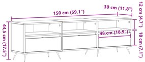 TV Szekrény Fekete 150x30x44,5 cm Műanyag