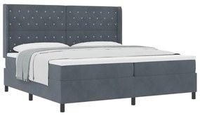Boxspring Ágy Matraccal Sötétszürke 200x200 cm Bársonyos