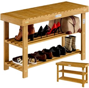 Casaria NINA elĆszobai pad cipĆtartĂłval, 90x32x46 cm, natĂșr barna
