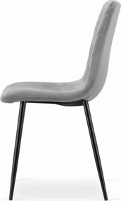 Szürke bársony szék TURIN fekete lábakkal