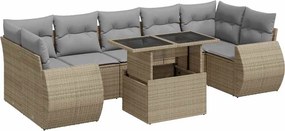 vidaXL 8 részes bézs polyrattan kerti ülőgarnitúra párnával