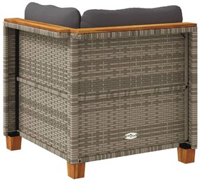 szürke polyrattan kerti sarokkanapé párnával