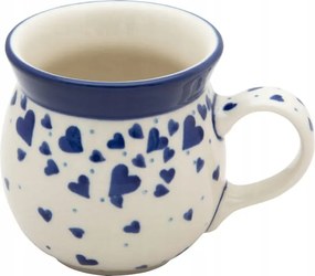 Cseh Bögre Hordó 220 ml Művészi kerámia Bolesławiec 2877 Szívecske