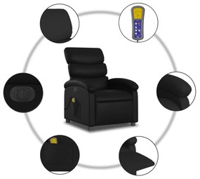fekete műbőr elektromos dönthető masszázsfotel
