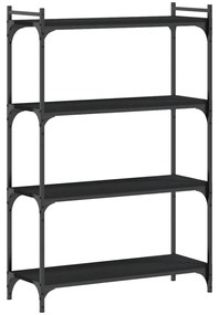 4 szintes fekete szerelt fa könyvespolc 80 x 30 x 120 cm