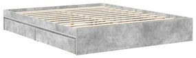 vidaXL Tárolós Ágy fejtámlával Beton Szürke 160 x 200 cm Faanyag
