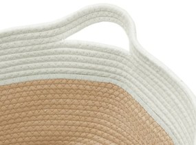 bézs és fehér pamut tárolókosár Ø40 x 25 cm
