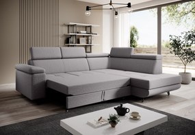 Kinyitható ülőgarnitúra, világosszürke, jobbos, JOGI ROH