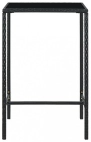 fekete polyrattan és üveg kerti bárasztal 70 x 70 x 110 cm