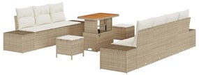 vidaXL Kerti Kanapé Szett párnával tárolóval 10 pcs Bézs Poli rattan