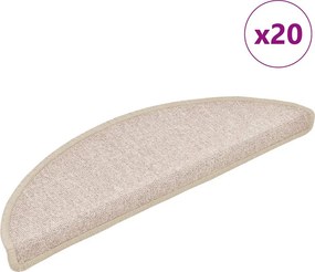 vidaXL 20 db lépcsőszőnyeg 56 x 17 x 3 cm bézs félkör alakú