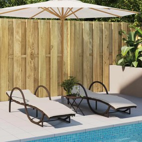 barna polyrattan napozóágy párnával 60 x 199 x 42 cm