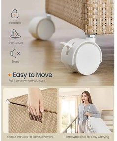 Szennyeskosár  3 rekesszel, 140 literes, levehető béléssel natúr bézs és matt fehér színben