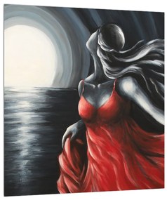 Nő egy piros ruhában (30x30 cm)