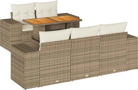 vidaXL 6 részes bézs polyrattan kerti ülőgarnitúra párnával