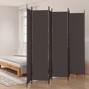 6 paneles barna szövet paraván 300 x 220 cm