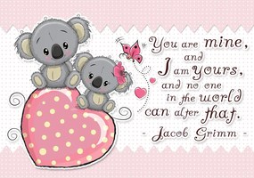 Koala flizelin fotótapéta szívvel rózsaszín baba álmok 300x210 +ragasztó