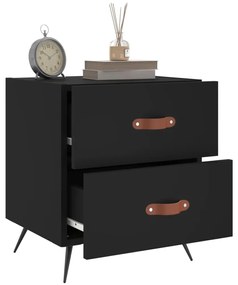 2 db fekete szerelt fa és vas éjjeliszekrény 40 x 35 x 47,5 cm