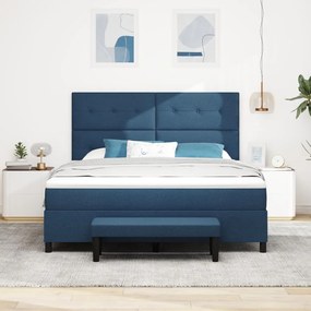 Box Spring Ágy matraccal és padra Kék 180x200 cm Szövet