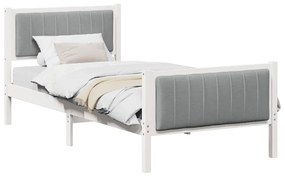 Ágykeret Fehér és világosszürke 90 x 190 cm Tömör fenyőfa