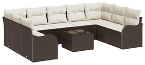 vidaXL Kerti Kanapé Szett Barna polirattan