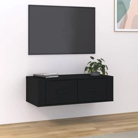 Fekete szerelt fa függő tv-szekrény 80 x 36 x 25 cm