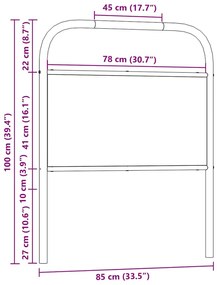 fejtámla sonoma tölgy 80 cm acél és műfa
