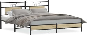 vidaXL sonoma tölgy színű szerelt fa ágykeret matrac nélkül 183x203 cm