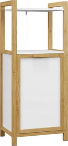 HOMCOM Bambusz Szabadonálló Mosószeres Szekrény Fürdőszobai Tárolóegység - 2 Polc - 40L x 30W x 86.5H cm | Aosom