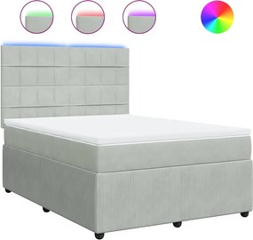 vidaXL világosszürke bársony rugós ágy matraccal 160x200 cm