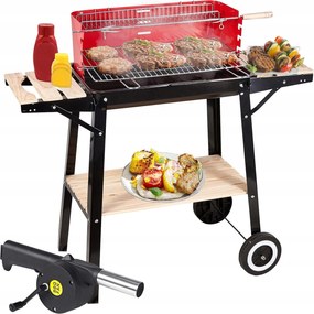 Faszenes Kerti Grill Hordozható Kerekek Szélvédő Brikett Fúvó