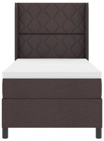 Boxspring Ágy Matrac és LED világítással Sötétbarna 90x200 cm Szövet