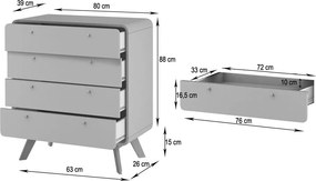 Sötétbarna magas komód diófa dekorral 80x88 cm Caitlin – Støraa