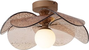 Design mennyezeti lámpa sötét bronz borostyán színű bordázott üveggel - Kemner