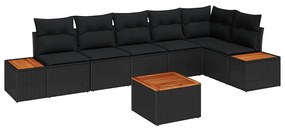 Kerti Kanapé Szett 7 pcs Fekete 319 x 154 x 85 cm Poli rattan