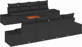 vidaXL Kerti Kanapé Szett tárolóval 9 pcs Fekete polirattan