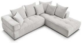 Világosszürke zsenília sarokkanapé (jobb oldali-L alakú) Whesley – Bobochic Paris