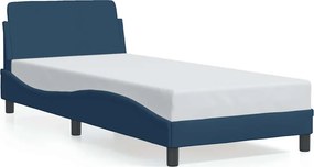 vidaXL kék szövet ágykeret fejtámlával Dover 90x200 cm