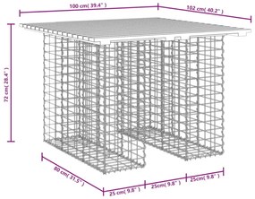 impregnált fenyőfa gabion kerti pad 100 x 102 x 72 cm
