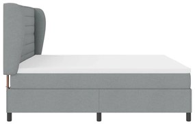 Boxspring Ágy Matrac Kép Barnás Szürke 200x200 cm Szövet