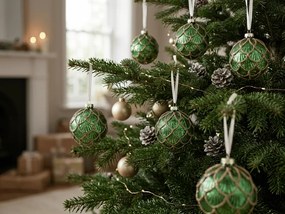 Zöld színű karácsonyi díszkészlet GREEN SPARK 6 db 8 cm, üveg