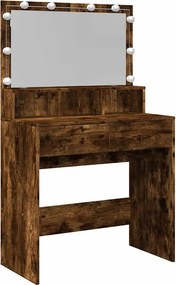 vidaXL füstös tölgy színű fésülködőasztal LED-del 80 x 41 x 134,5 cm