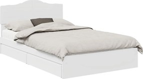 vidaXL Tárolós Ágy fejtámlával fiókkal Fehér 120 x 190 cm Faanyag