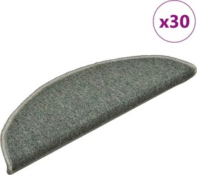 vidaXL 30 db sötétzöld félkör alakú lépcsőszőnyeg 56 x 17 x 3 cm