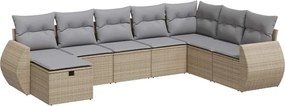 vidaXL 8 részes bézs polyrattan kerti ülőgarnitúra párnával