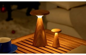 Sötét natúr színű LED asztali lámpa fa búrával (magasság 21 cm) Sylva – Gingko