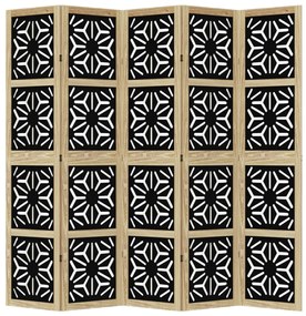 5 paneles barna és fekete tömör császárfa térelválasztó